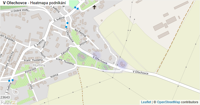 V Ořechovce - mapa podnikání