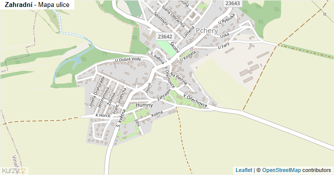 Zahradní - mapa ulice