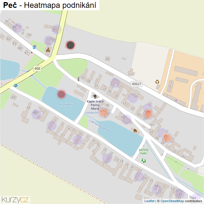 Mapa Peč - Firmy v části obce.