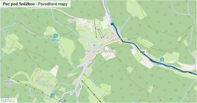 Pec pod Sněžkou - záplavové mapy stoleté vody