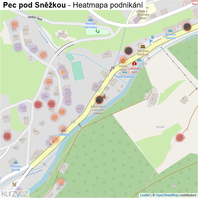 Mapa Pec pod Sněžkou - Firmy v části obce.