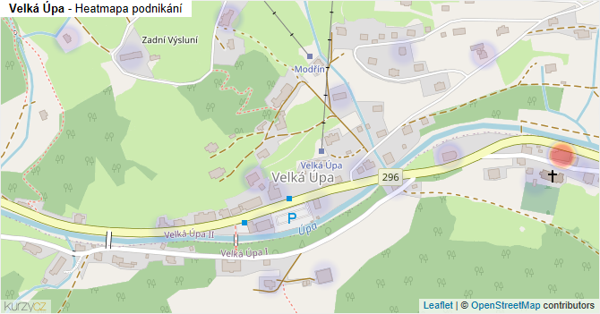 Velká Úpa - mapa podnikání