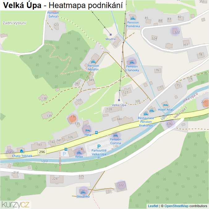 Mapa Velká Úpa - Firmy v části obce.