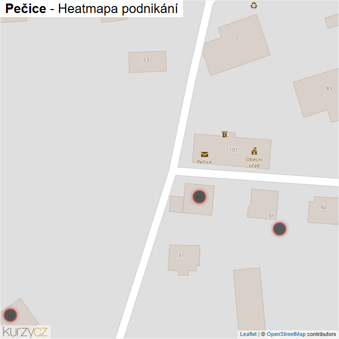 Mapa Pečice - Firmy v obci.