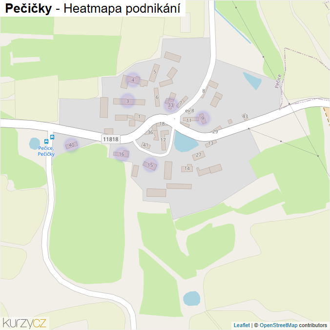 Mapa Pečičky - Firmy v části obce.