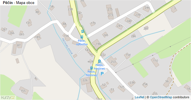Pěčín - mapa obce