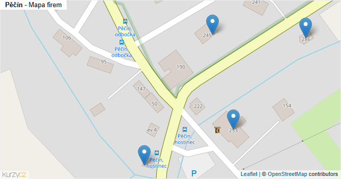 Pěčín - mapa firem