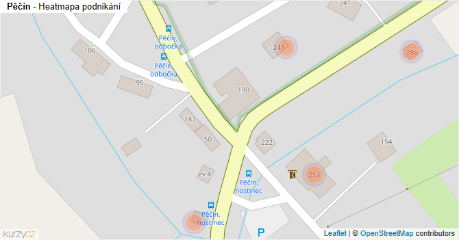 Pěčín - mapa podnikání