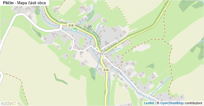 Pěčín - mapa části obce