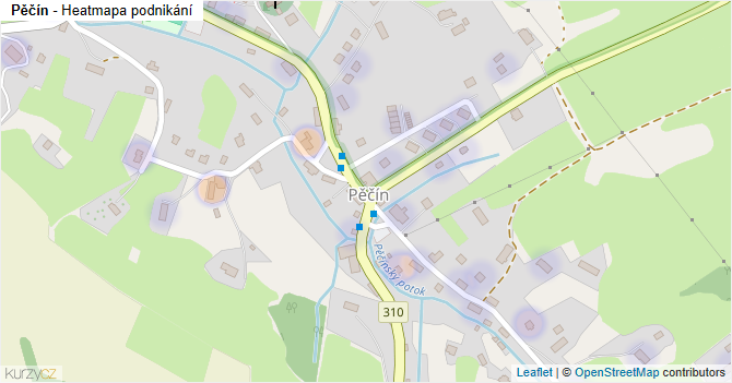 Pěčín - mapa podnikání