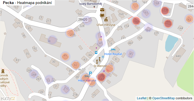 Pecka - mapa podnikání