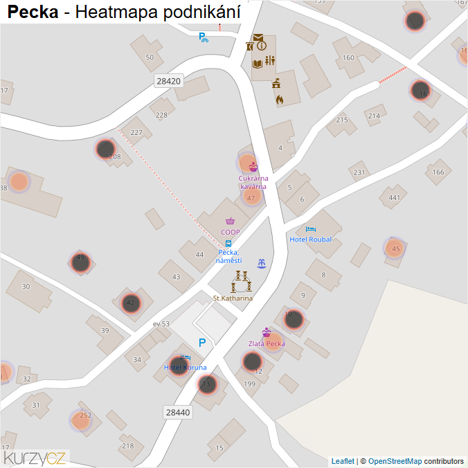 Mapa Pecka - Firmy v obci.