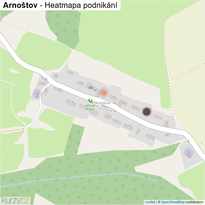 Mapa Arnoštov - Firmy v části obce.