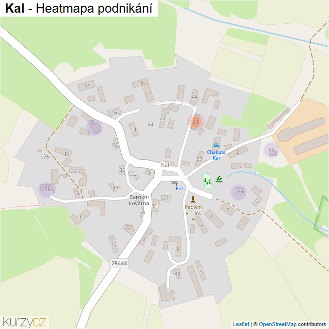 Mapa Kal - Firmy v části obce.