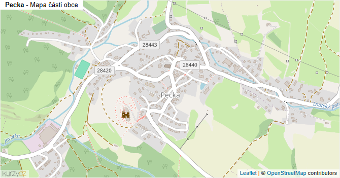 Pecka - mapa části obce