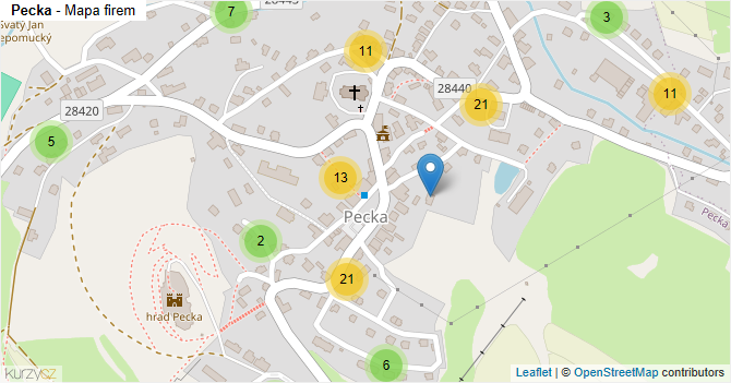 Pecka - mapa firem
