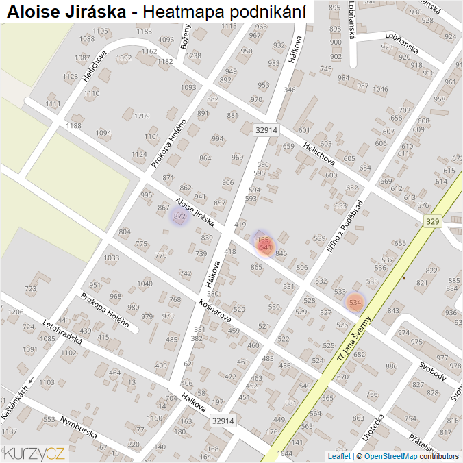 Mapa Aloise Jiráska - Firmy v ulici.