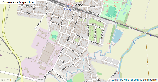 Americká - mapa ulice