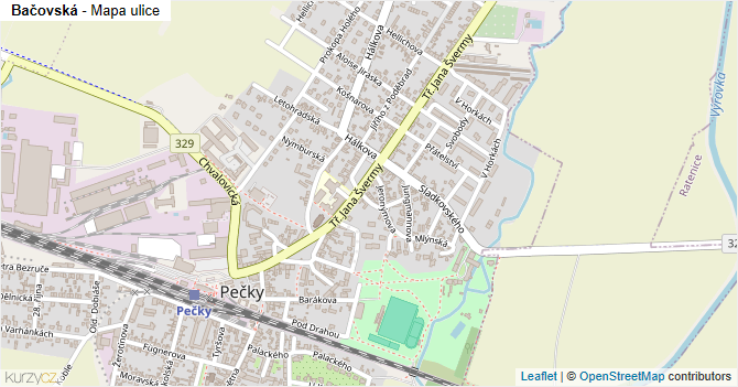 Bačovská - mapa ulice