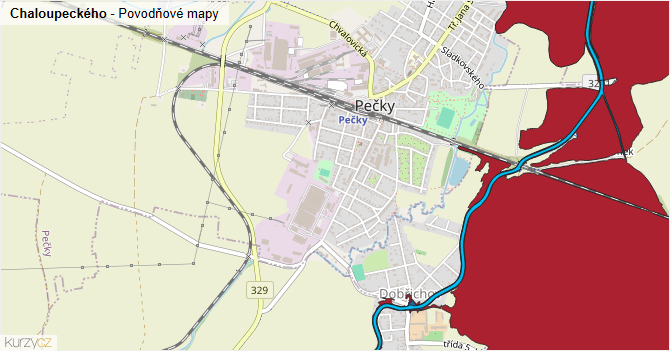 Chaloupeckého - záplavové mapy stoleté vody