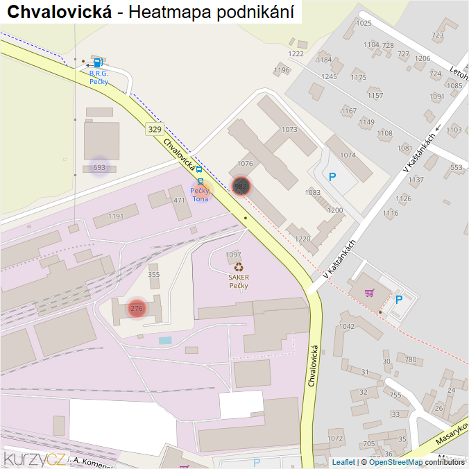 Mapa Chvalovická - Firmy v ulici.