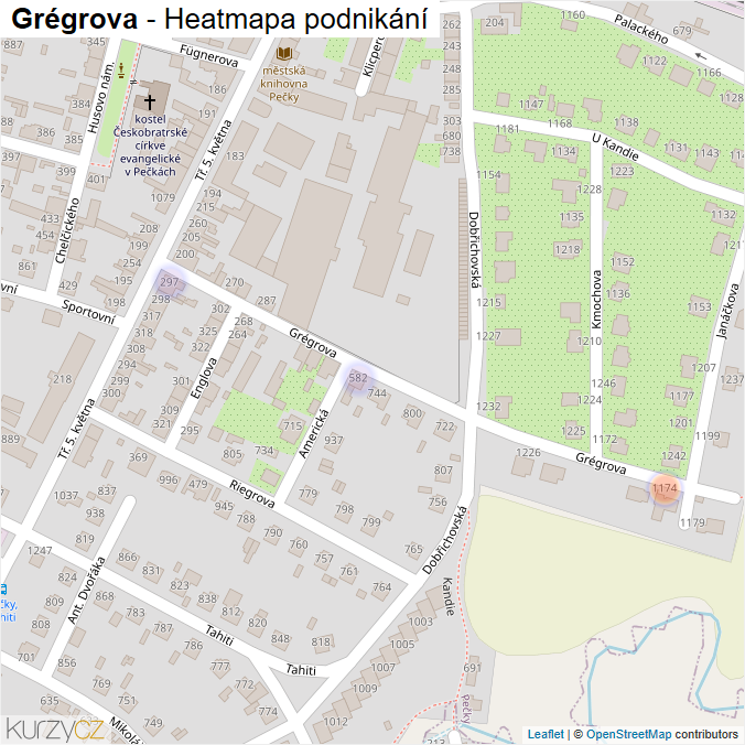Mapa Grégrova - Firmy v ulici.