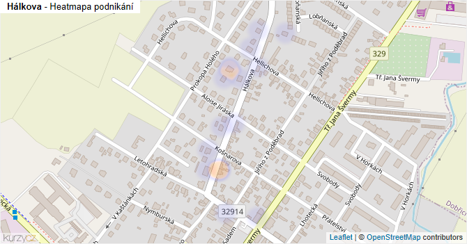 Hálkova - mapa podnikání