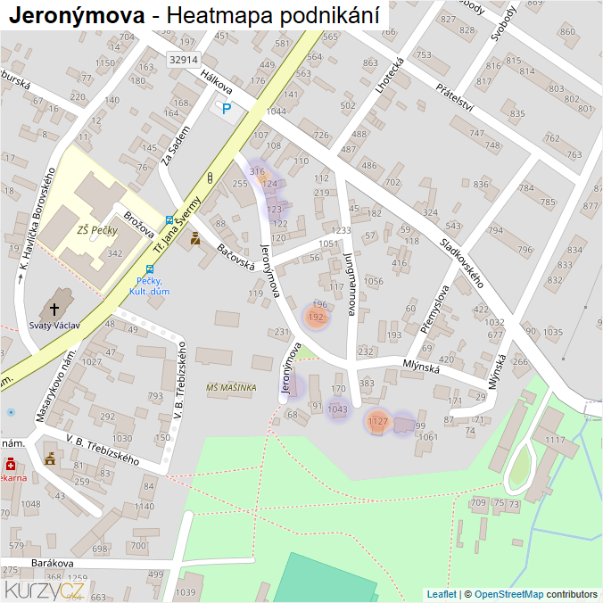 Mapa Jeronýmova - Firmy v ulici.