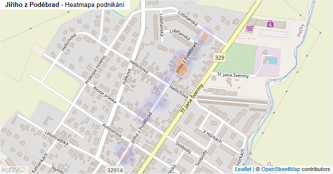 Jiřího z Poděbrad - mapa podnikání