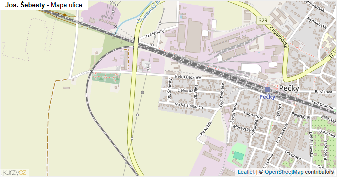 Jos. Šebesty - mapa ulice