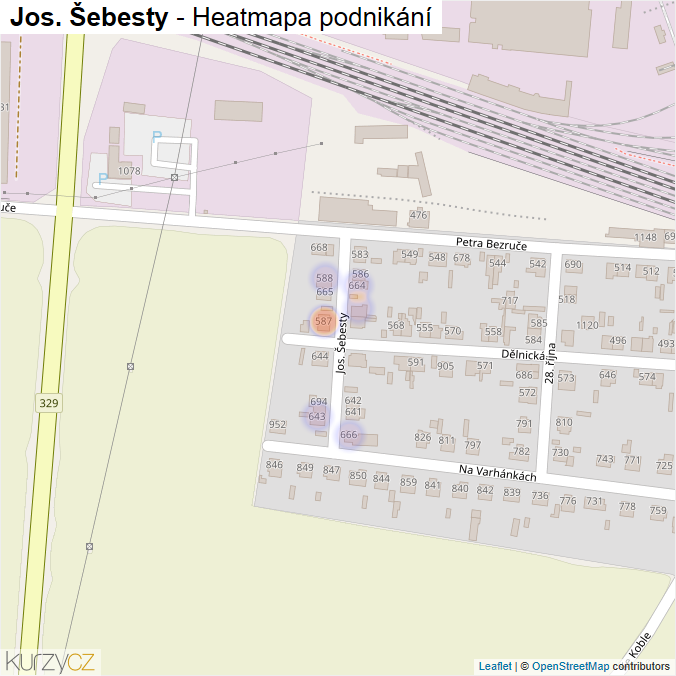 Mapa Jos. Šebesty - Firmy v ulici.