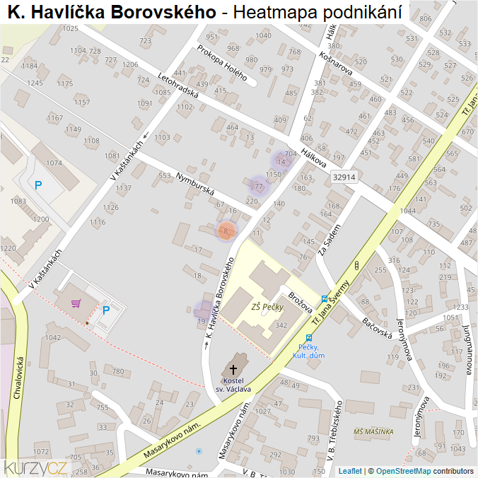 Mapa K. Havlíčka Borovského - Firmy v ulici.
