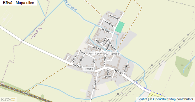 Křivá - mapa ulice