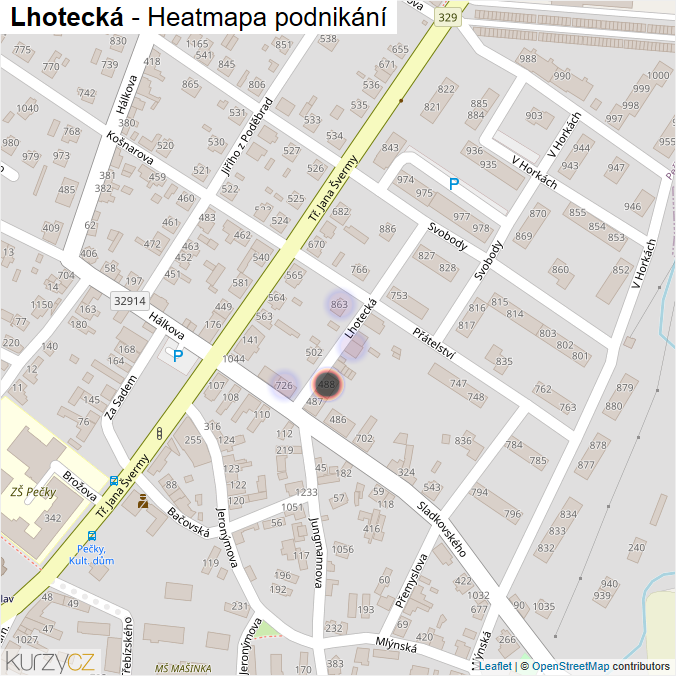 Mapa Lhotecká - Firmy v ulici.