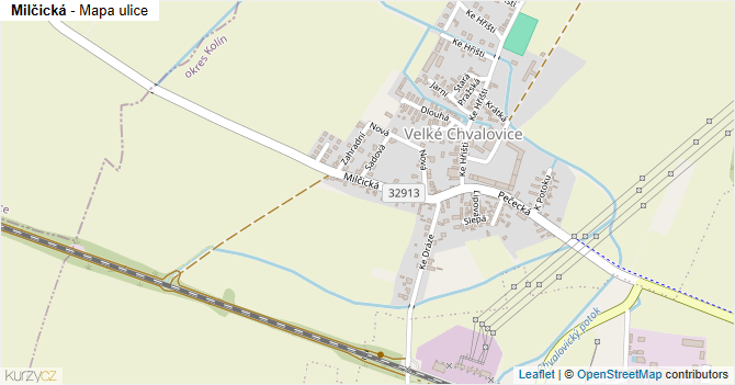 Milčická - mapa ulice