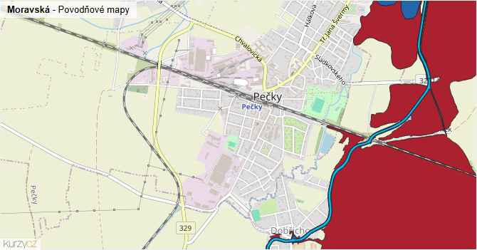 Moravská - záplavové mapy stoleté vody