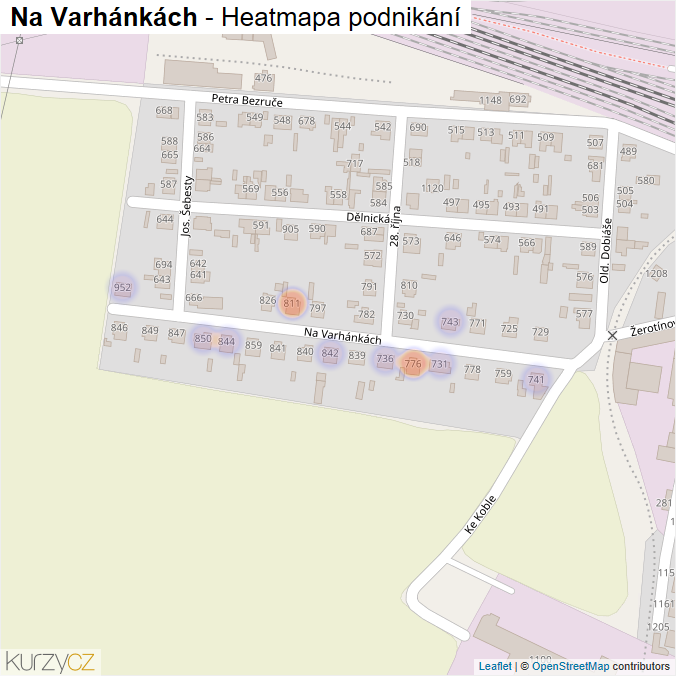 Mapa Na Varhánkách - Firmy v ulici.