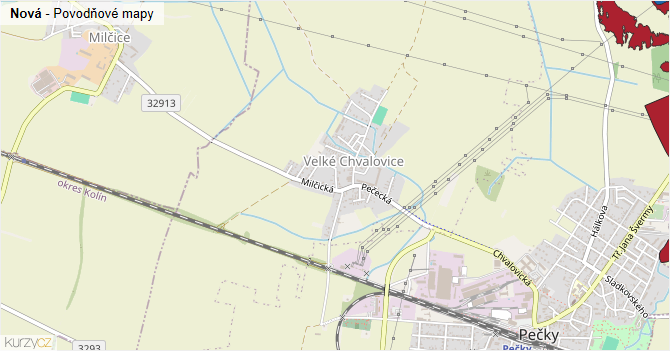Nová - záplavové mapy stoleté vody