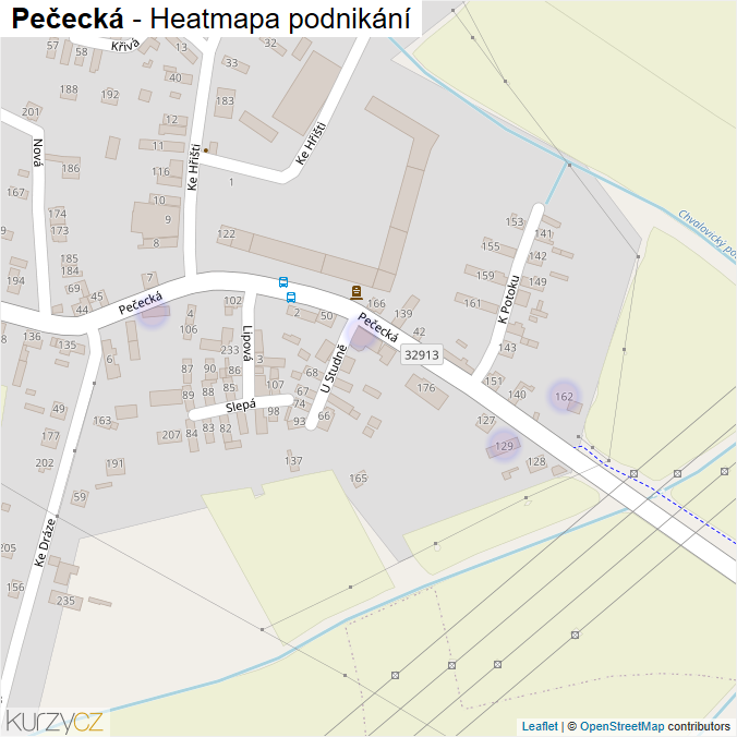 Mapa Pečecká - Firmy v ulici.