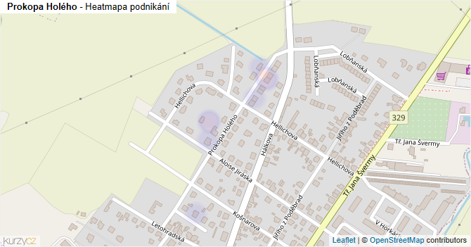 Prokopa Holého - mapa podnikání