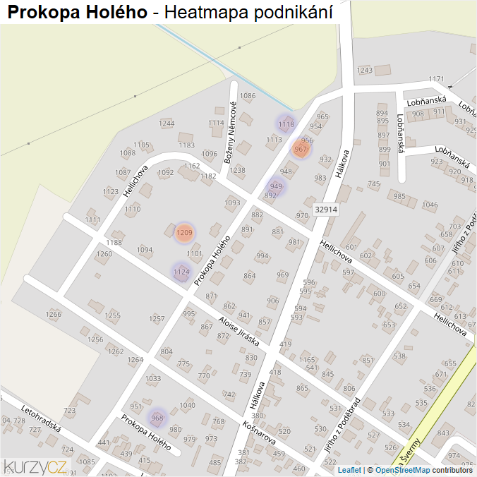 Mapa Prokopa Holého - Firmy v ulici.