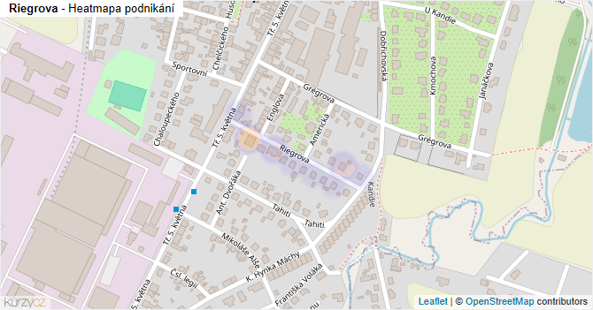 Riegrova - mapa podnikání