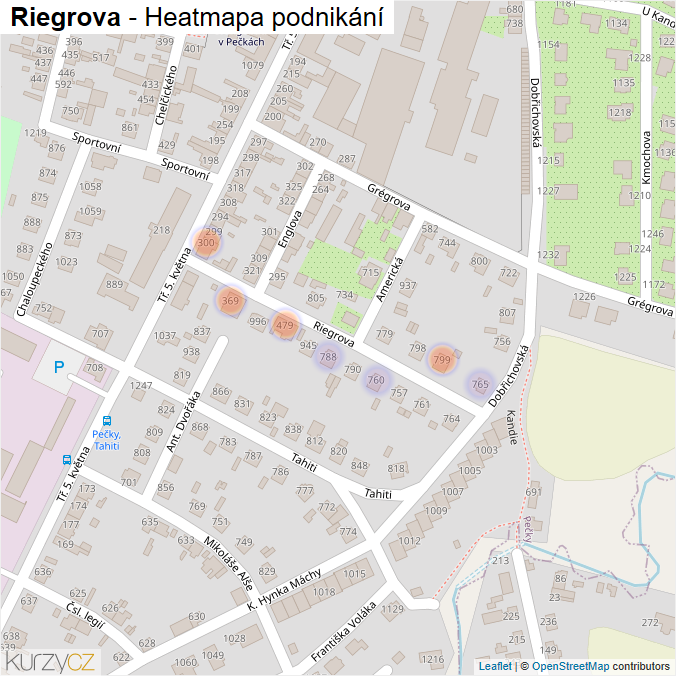 Mapa Riegrova - Firmy v ulici.