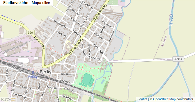 Sladkovského - mapa ulice