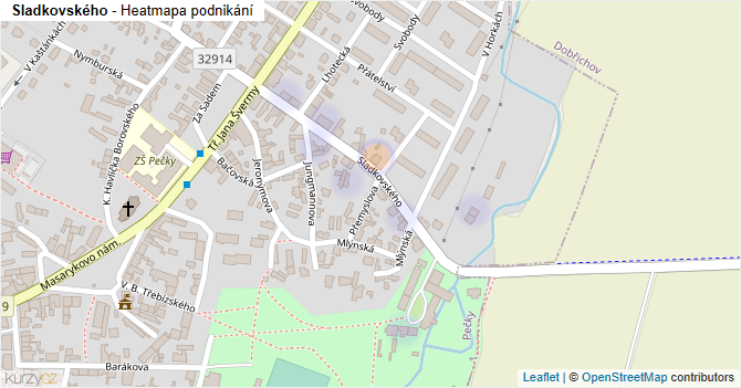 Sladkovského - mapa podnikání