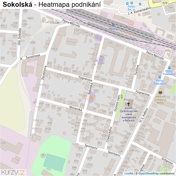Mapa Sokolská - Firmy v ulici.