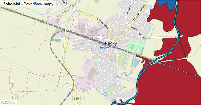 Sokolská - záplavové mapy stoleté vody
