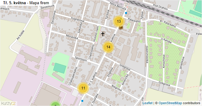 Tř. 5. května - mapa firem