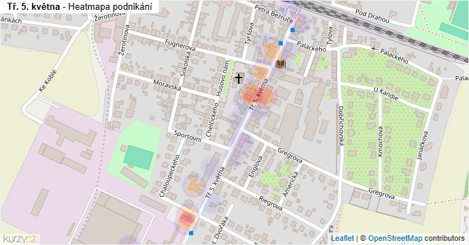 Tř. 5. května - mapa podnikání