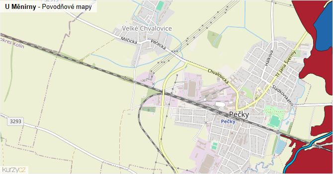 U Měnírny - záplavové mapy stoleté vody